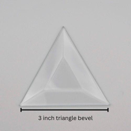 Triangle Beveled Glass, 1 piece clear glass bevel 2" 3" or 4"
