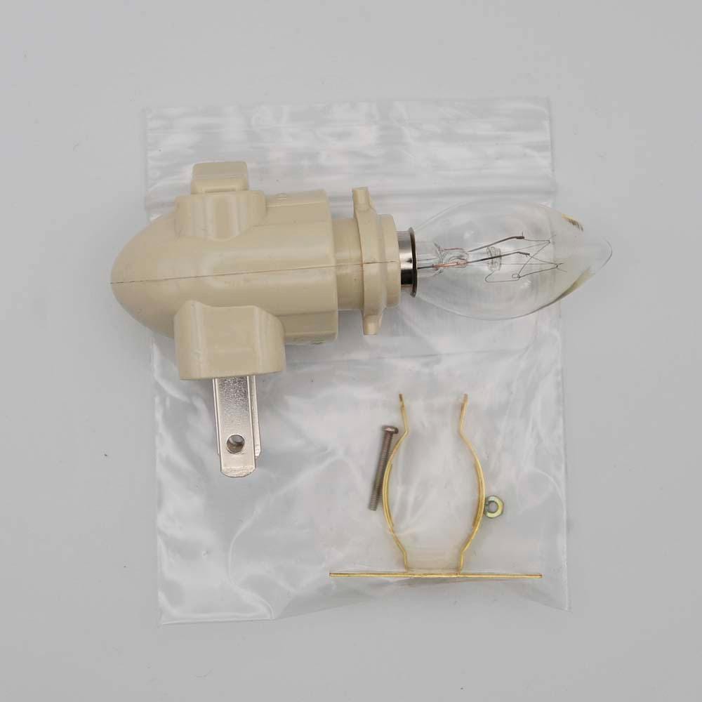 Ivory or beige Night Light Kit with brass clip and bulb