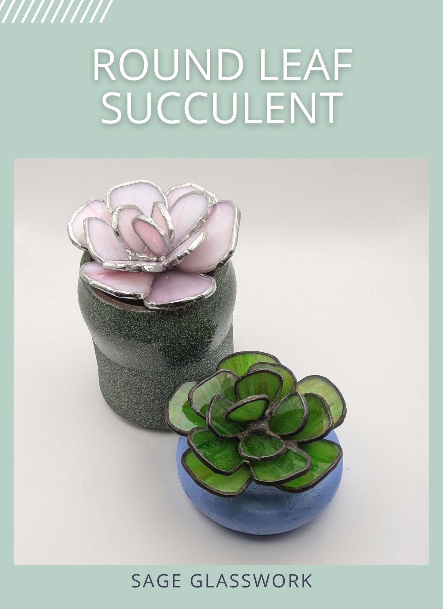 3D Round Leaf Succulent TUTORIAL, stained glass pattern