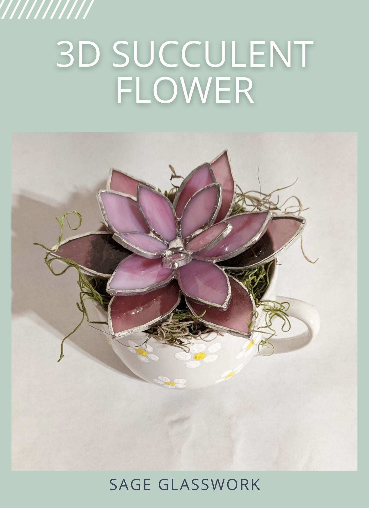 stained glass succulent template 3D Succulent Flower stained glass pattern and TUTORIAL
