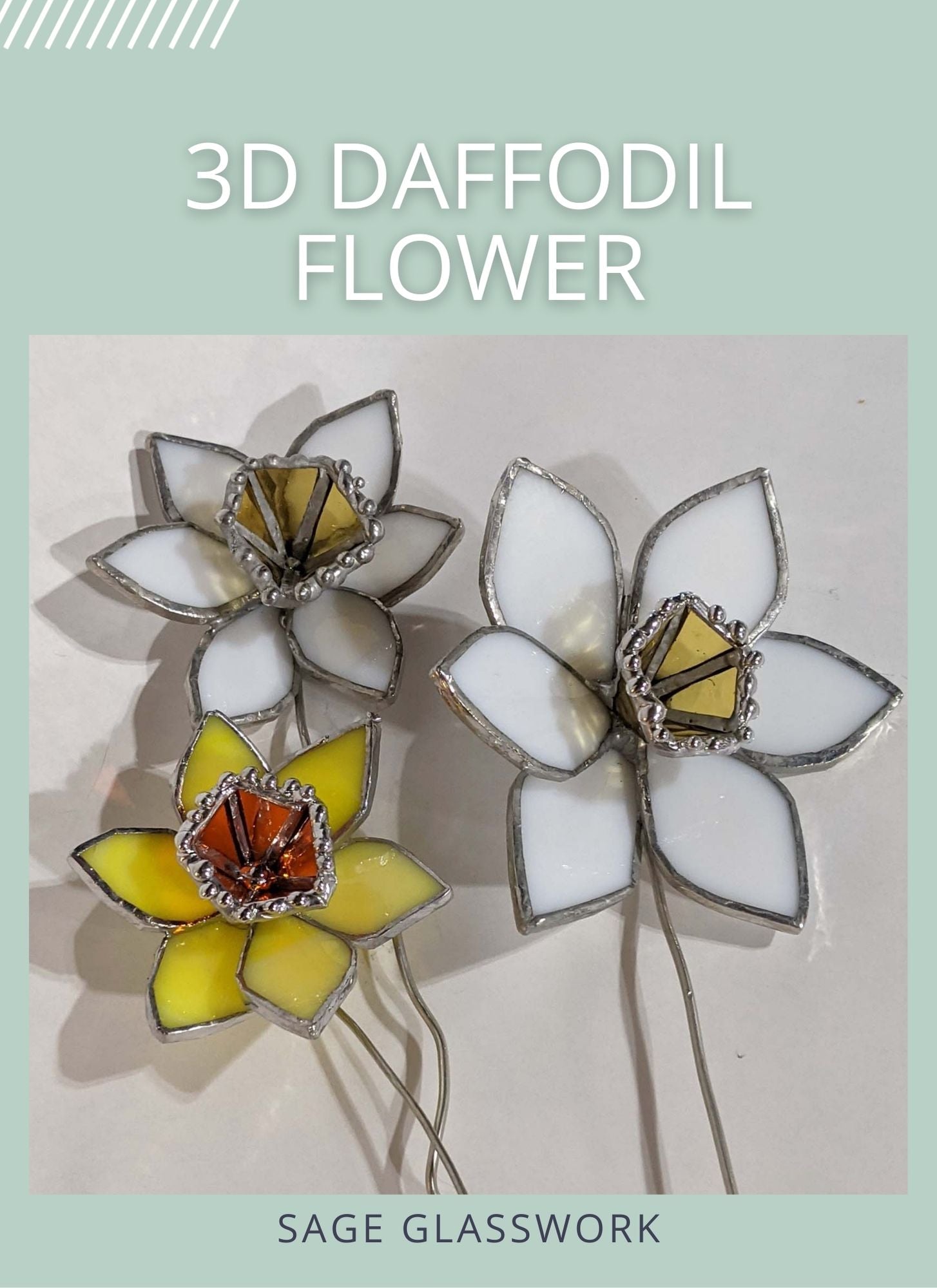 3D Daffodil Flower TUTORIAL stained glass pattern – Sage Glasswork