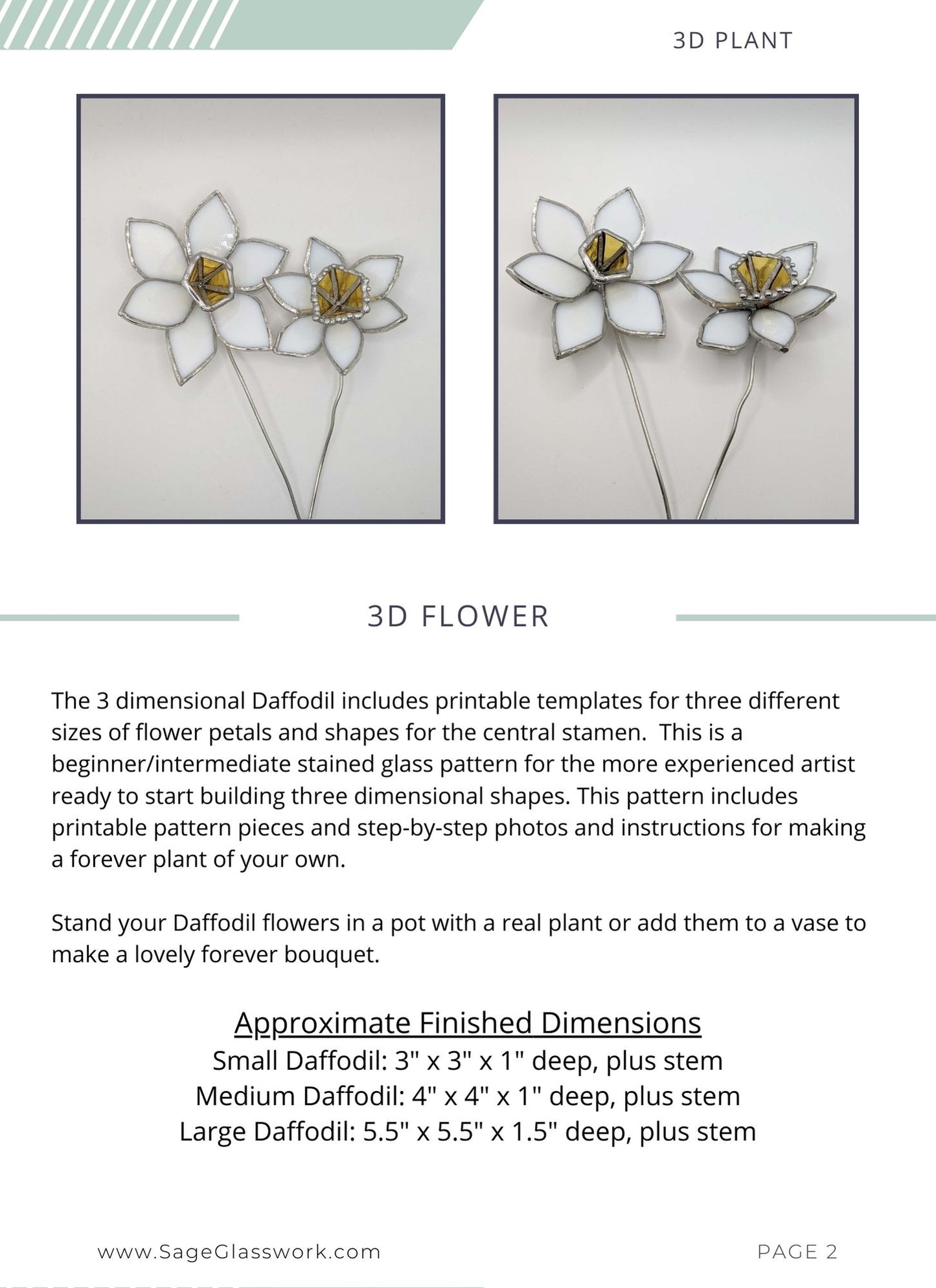 3D Daffodil Flower TUTORIAL stained glass pattern