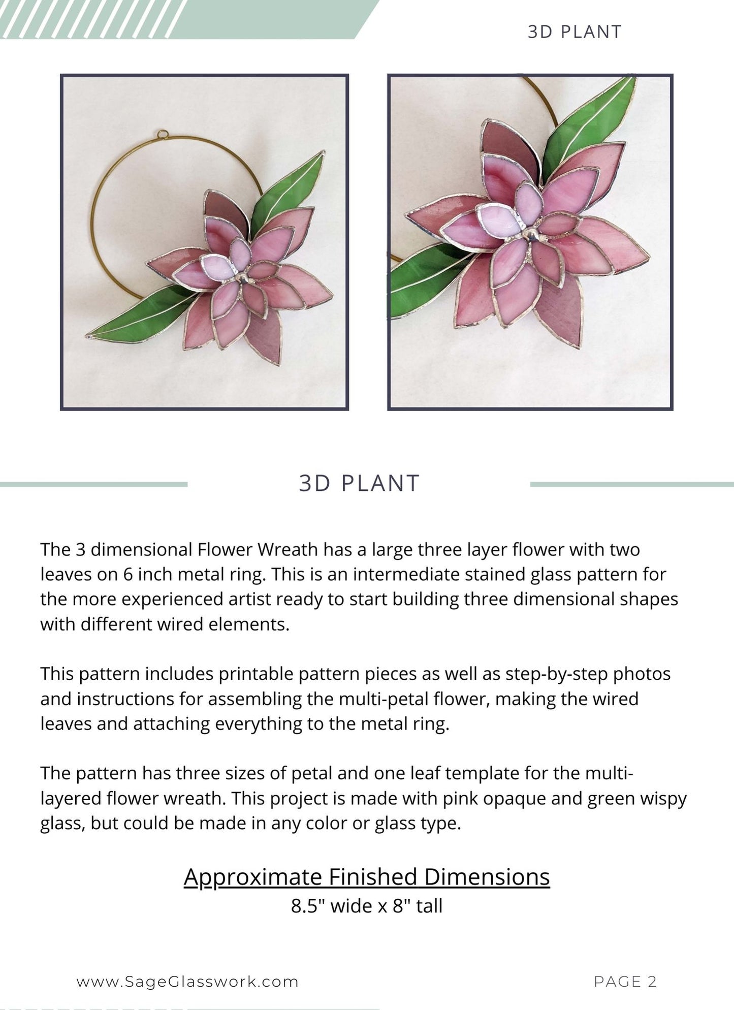 3D Flower Wreath stained glass pattern and TUTORIAL