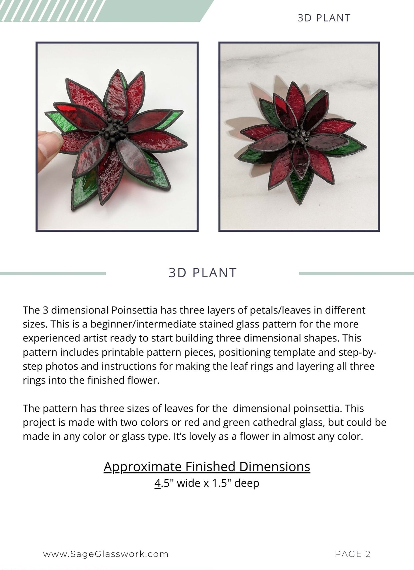 3D Poinsettia Flower stained glass pattern and TUTORIAL