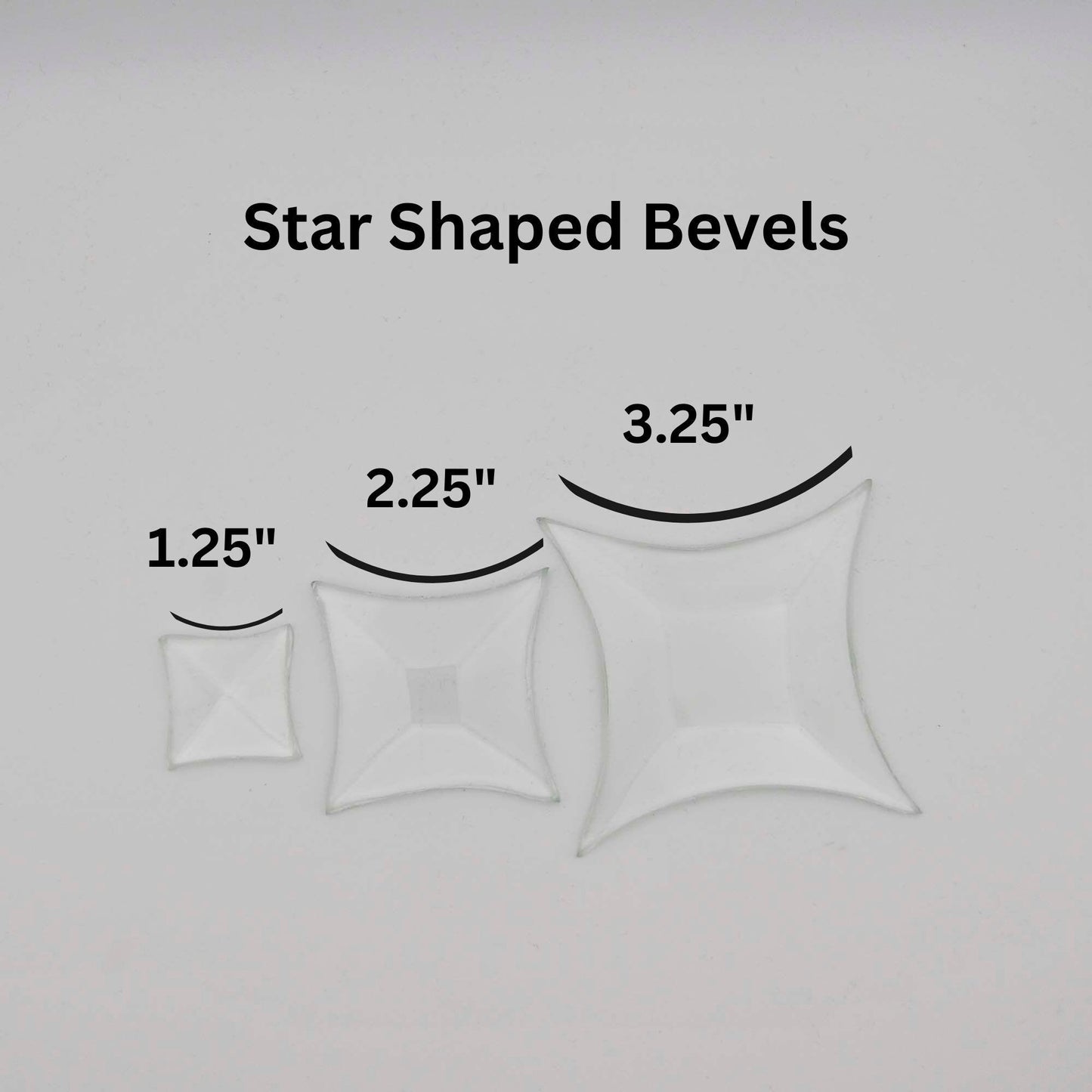 Star Glass Bevel, 1.25, 2.25 or 3.25 inch concave crystal