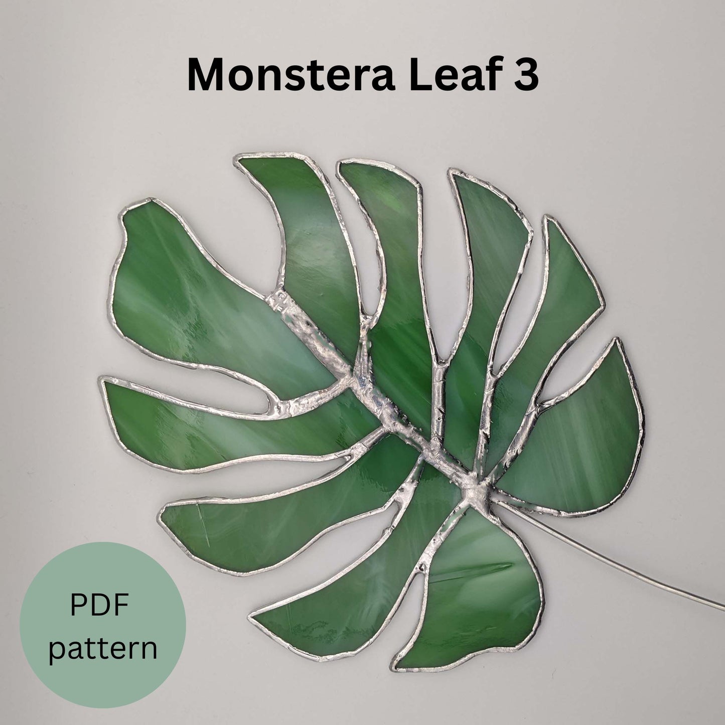 Monstera Leaf set of 3 stained glass PATTERN
