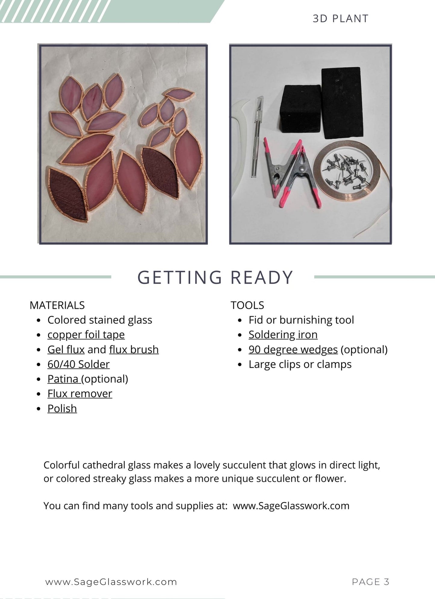 3D Succulent Flower stained glass pattern and TUTORIAL