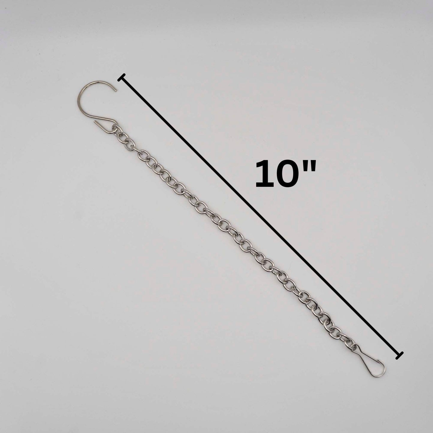 Hanger Chain Hardware- 10 inch stainless steel hook, jack chain and clasp