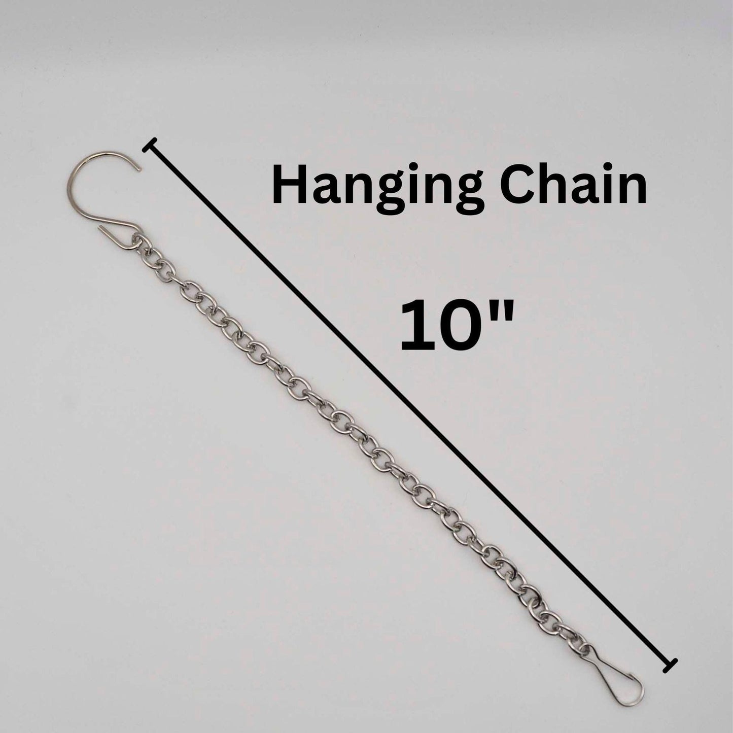 Hanger Chain Hardware- 10 inch stainless steel hook, jack chain and clasp