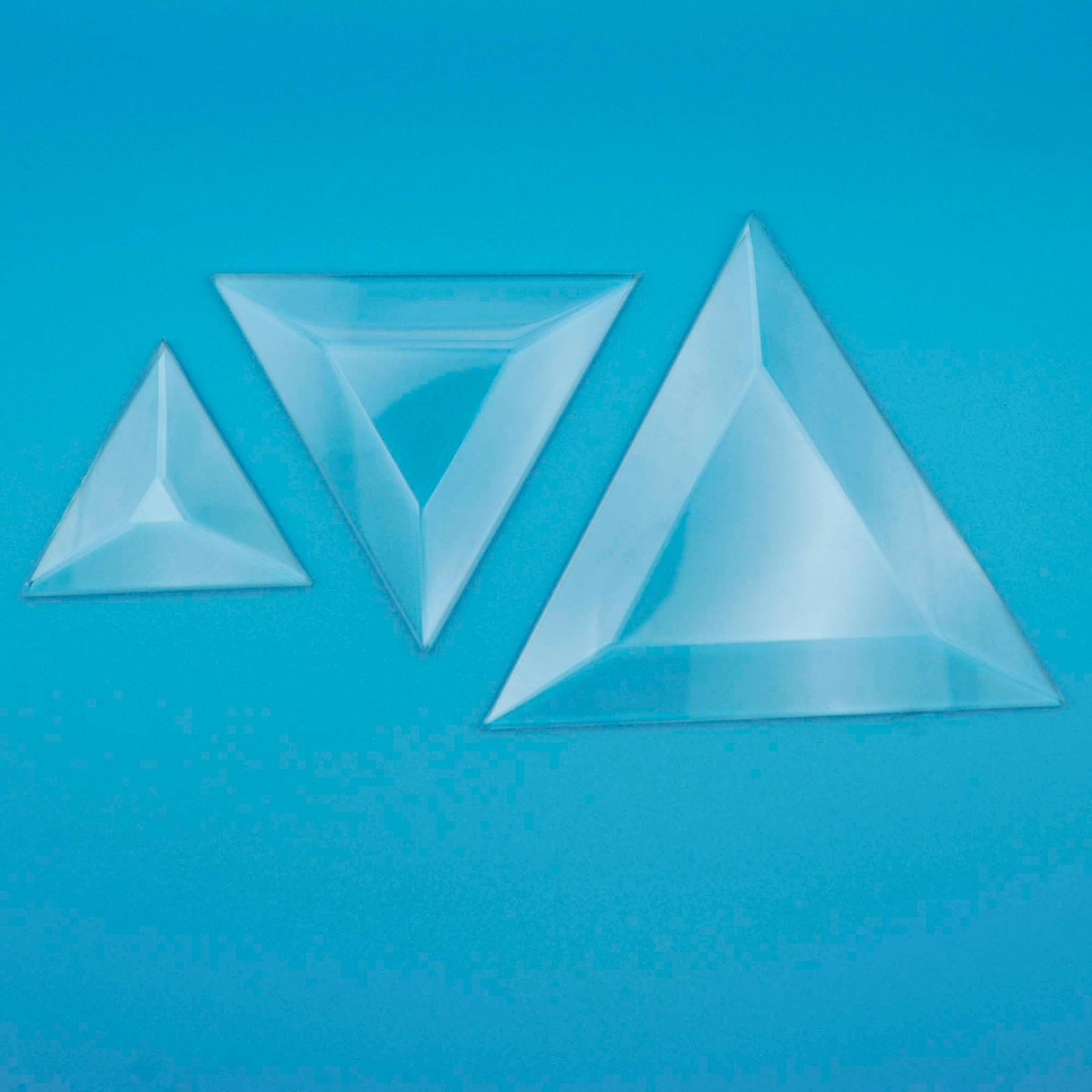 Triangle Beveled Glass, 1 piece clear glass bevel 2" 3" or 4"