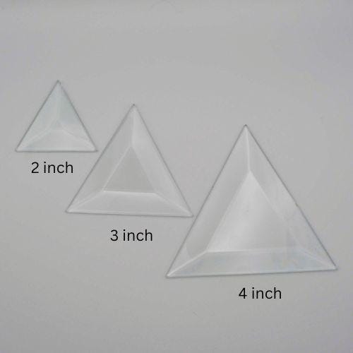 Triangle Beveled Glass, 1 piece clear glass bevel 2" 3" or 4"