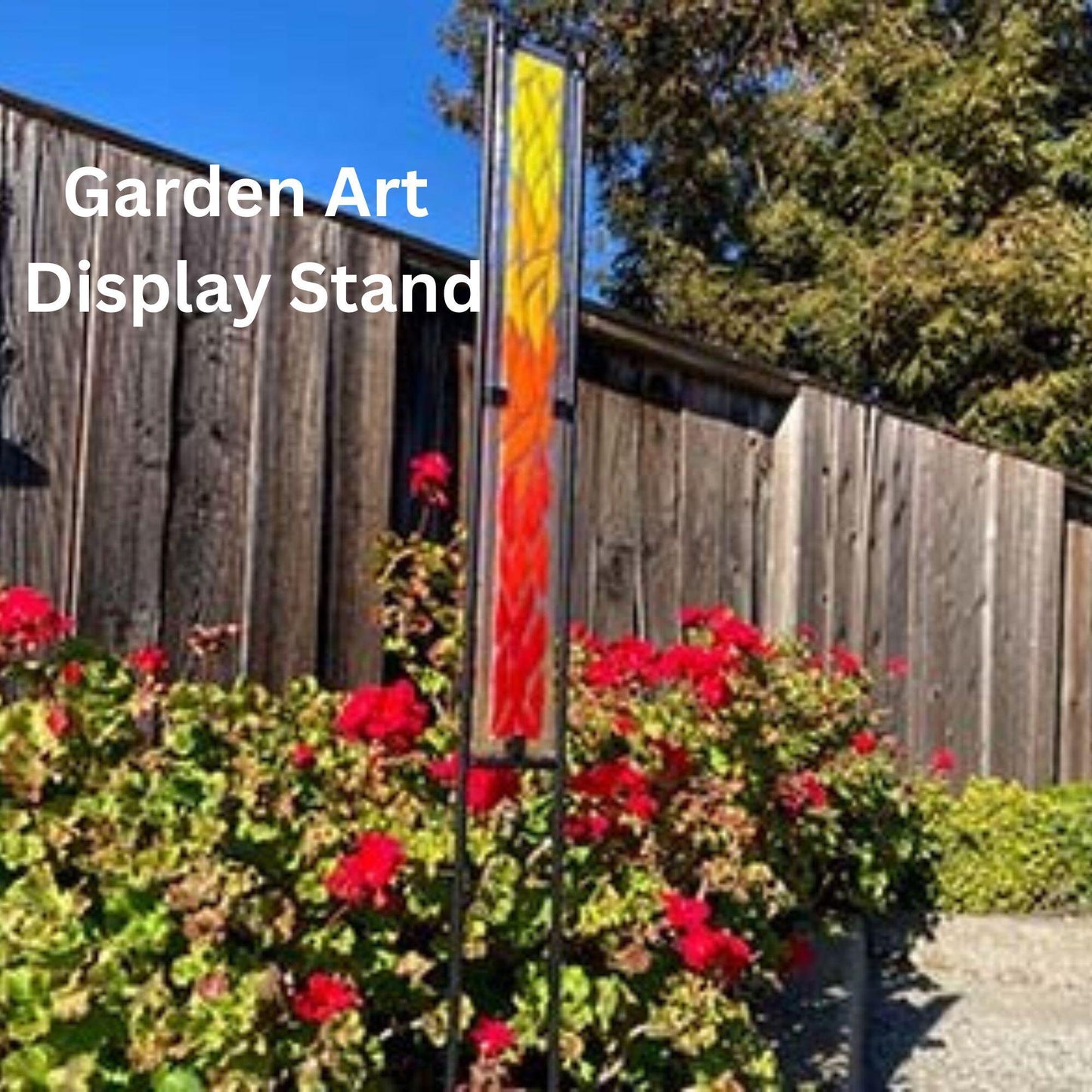 TALL Garden Stake Display Stand for stained glass, 24" tall 3" wide