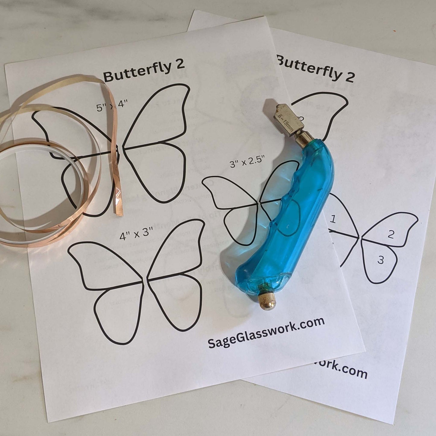 Butterfly in 3 sizes Stained Glass PATTERN