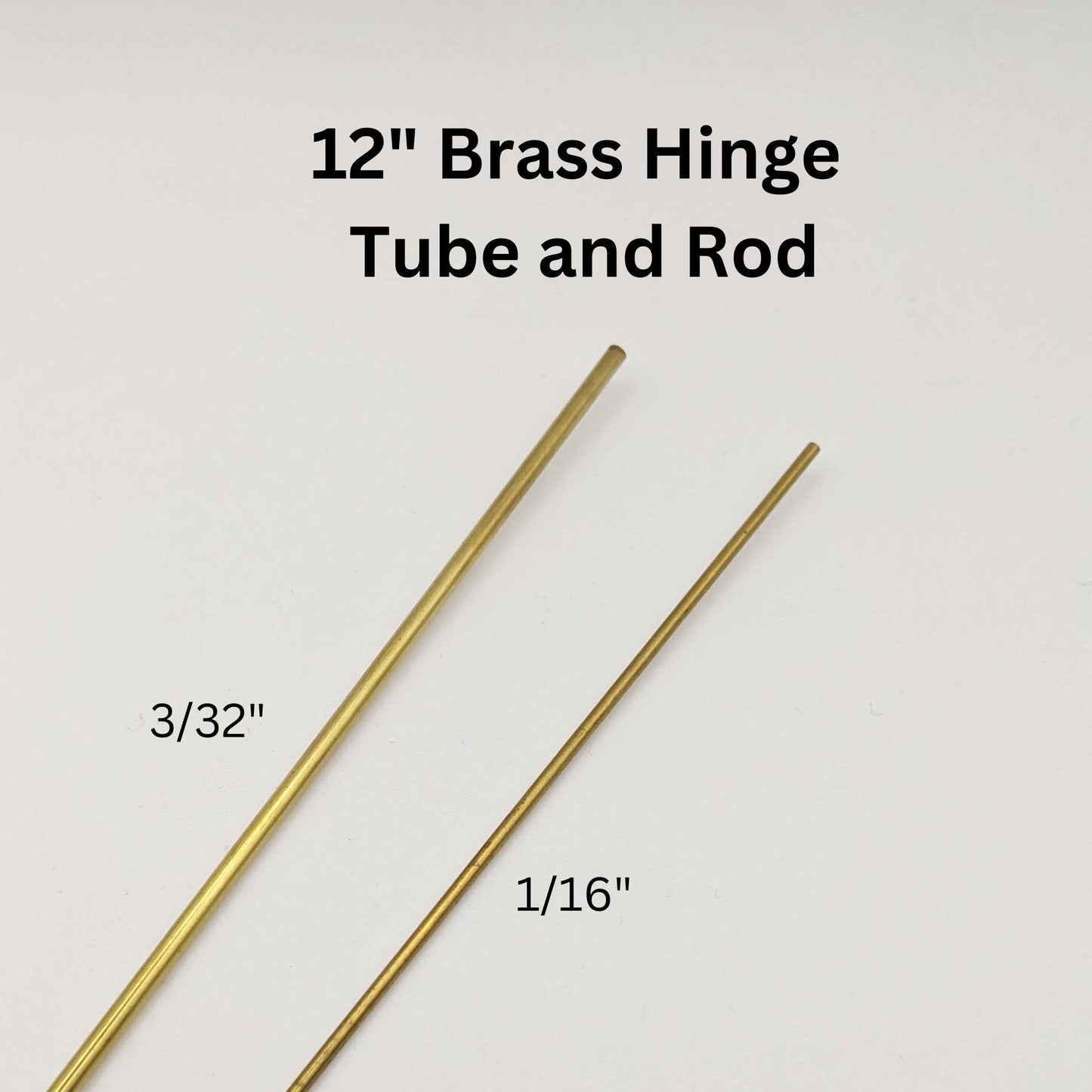 Brass Hinge tube and rod set, 12 inch long tubes 3/32" and 1/16" diameter
