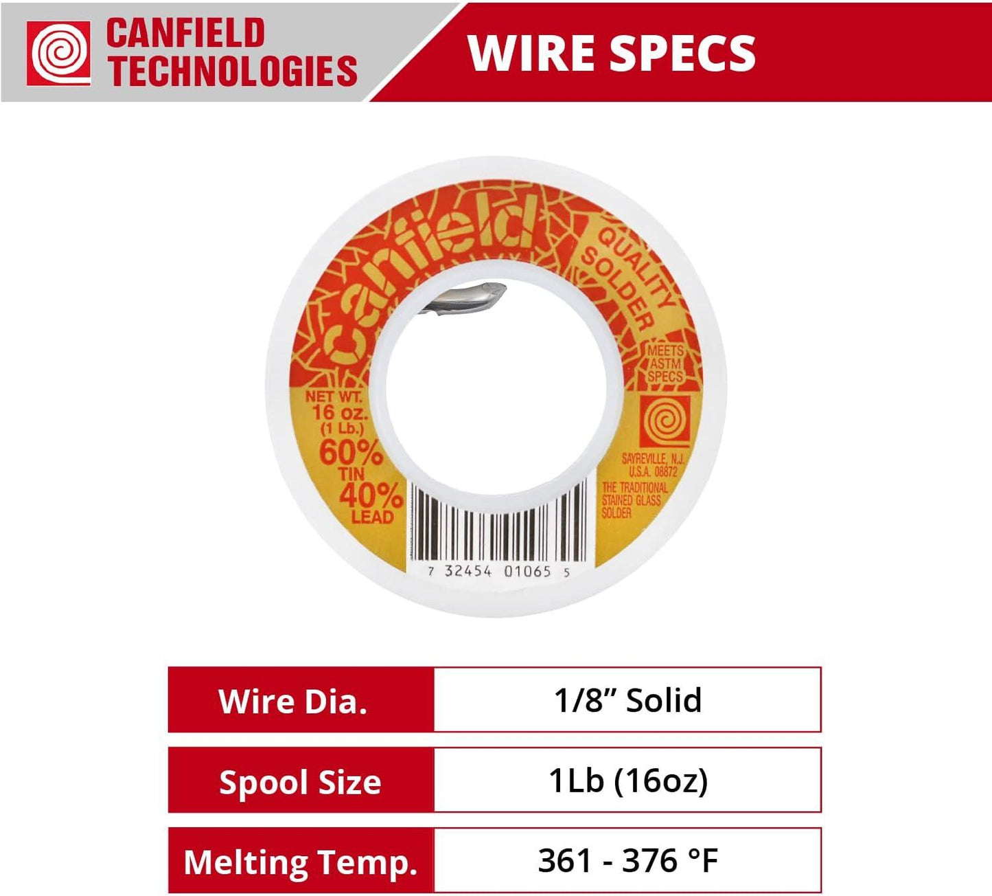 Canfield Solder 60/40 tin/lead, 1 lb spool