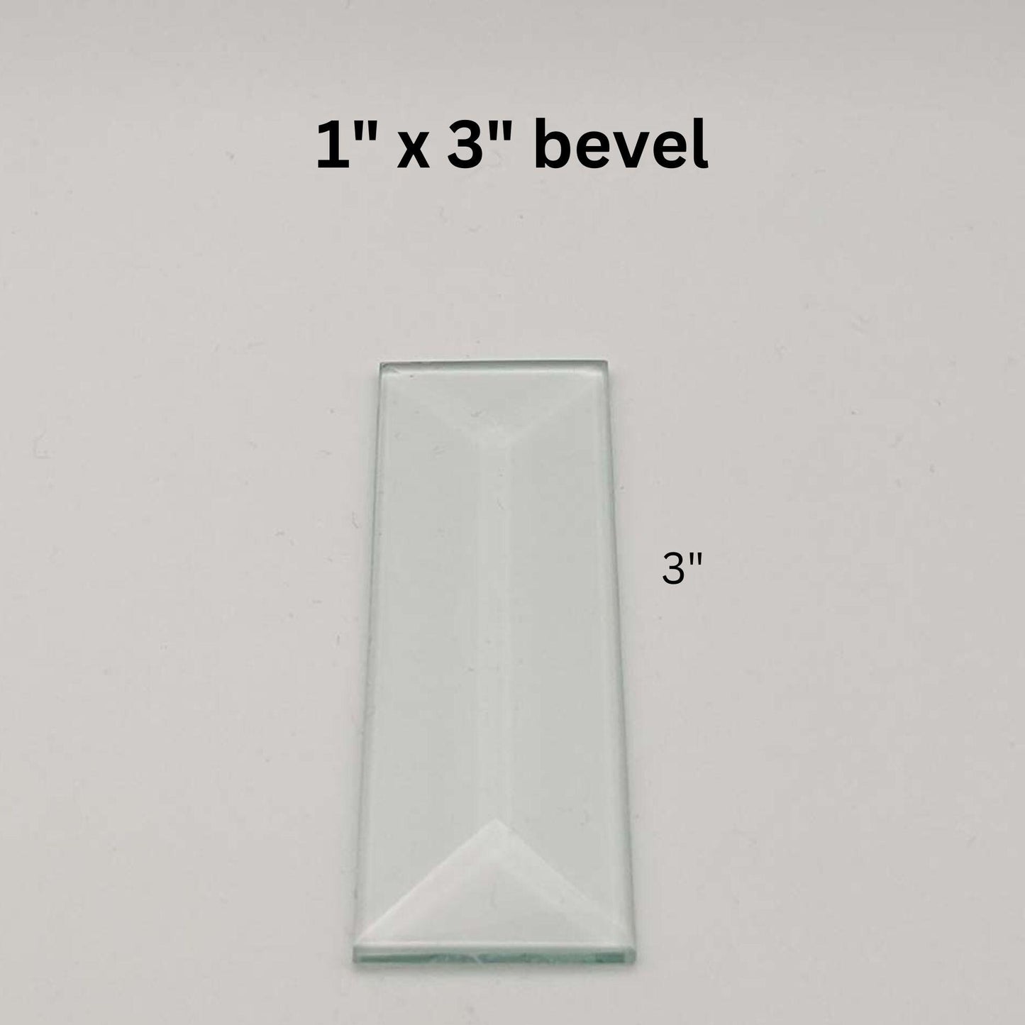 Rectangle Beveled Glass, 1 inch wide pencil bevel by 1" 2" 3" or 4"