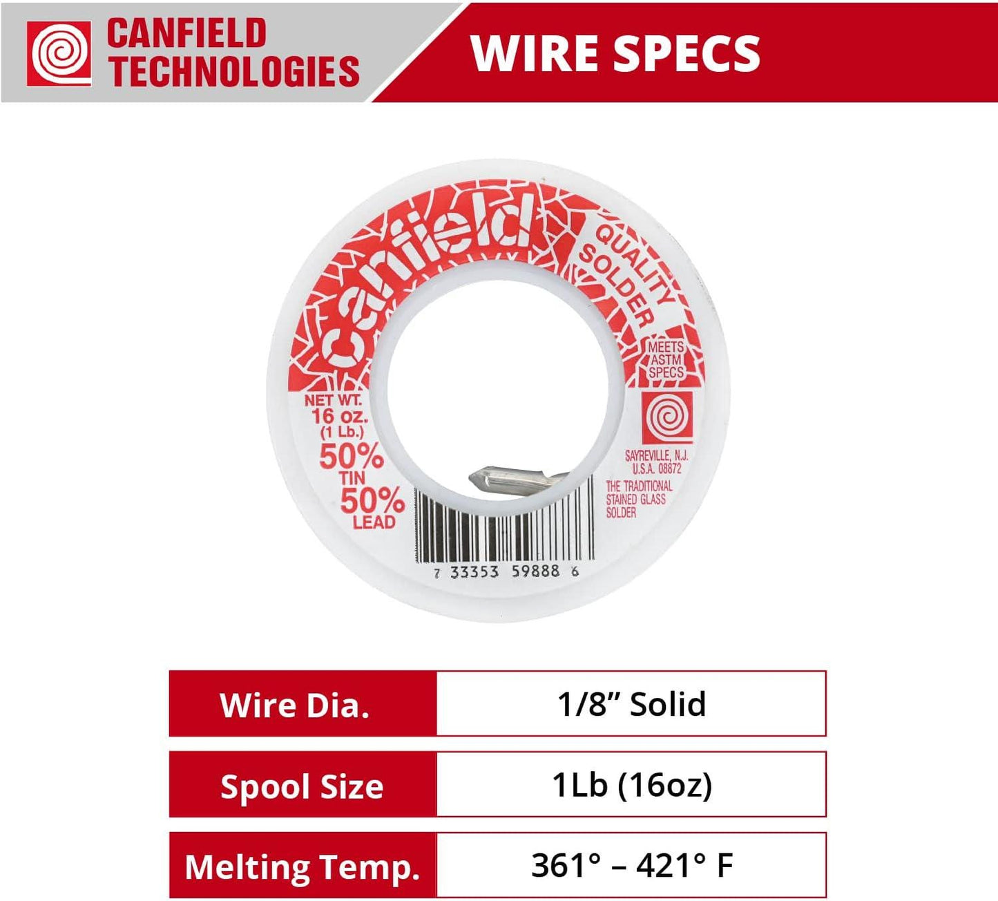 Canfield Solder 50/50 tin/lead, 1 lb