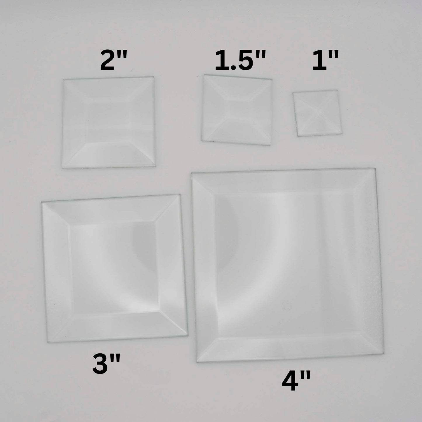 Square Beveled Glass, 1 piece clear glass bevel 1" 1.5" 2" 3" or 4"