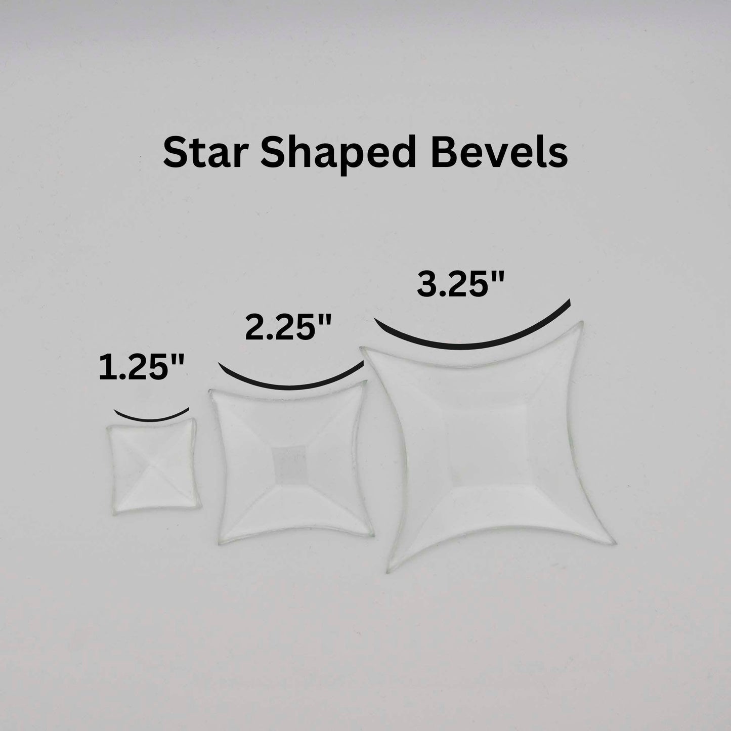 3.25" Star Glass Bevel, 3 1/4 inch concave sides