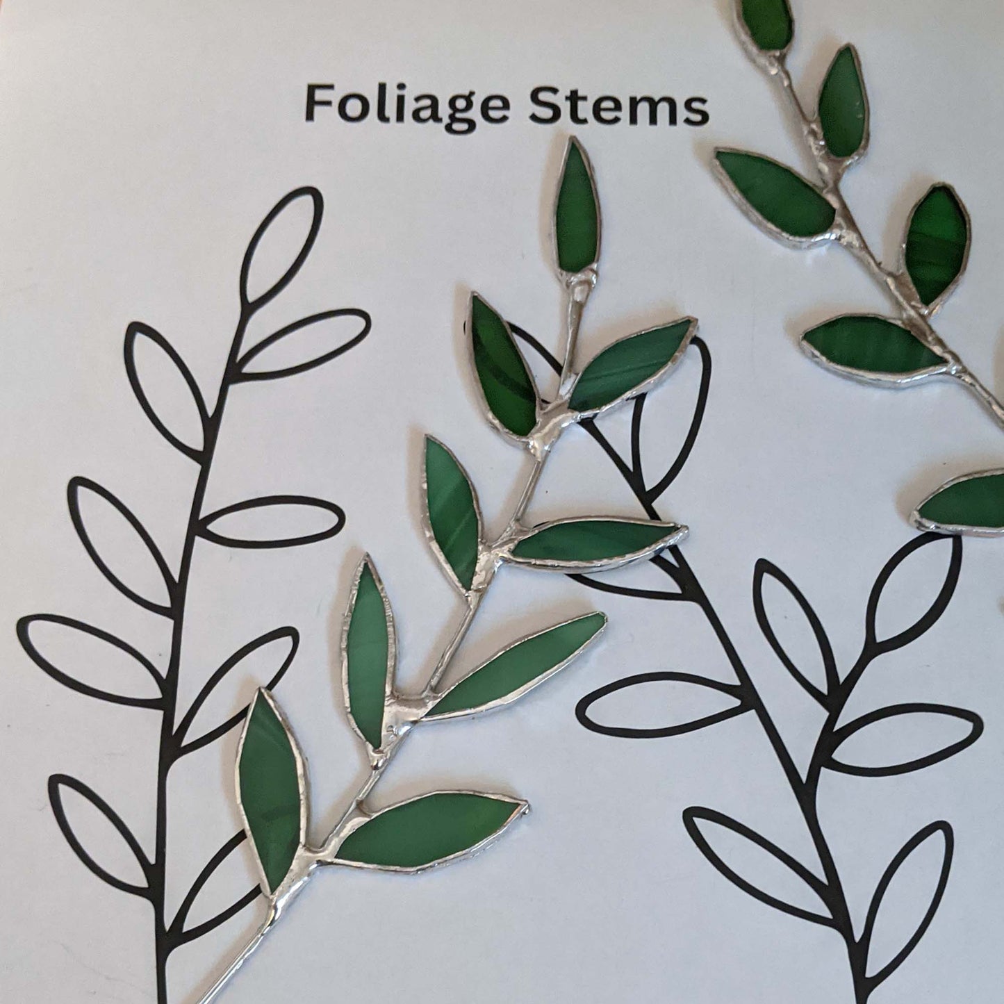 Plant foliage stem stained glass pattern
