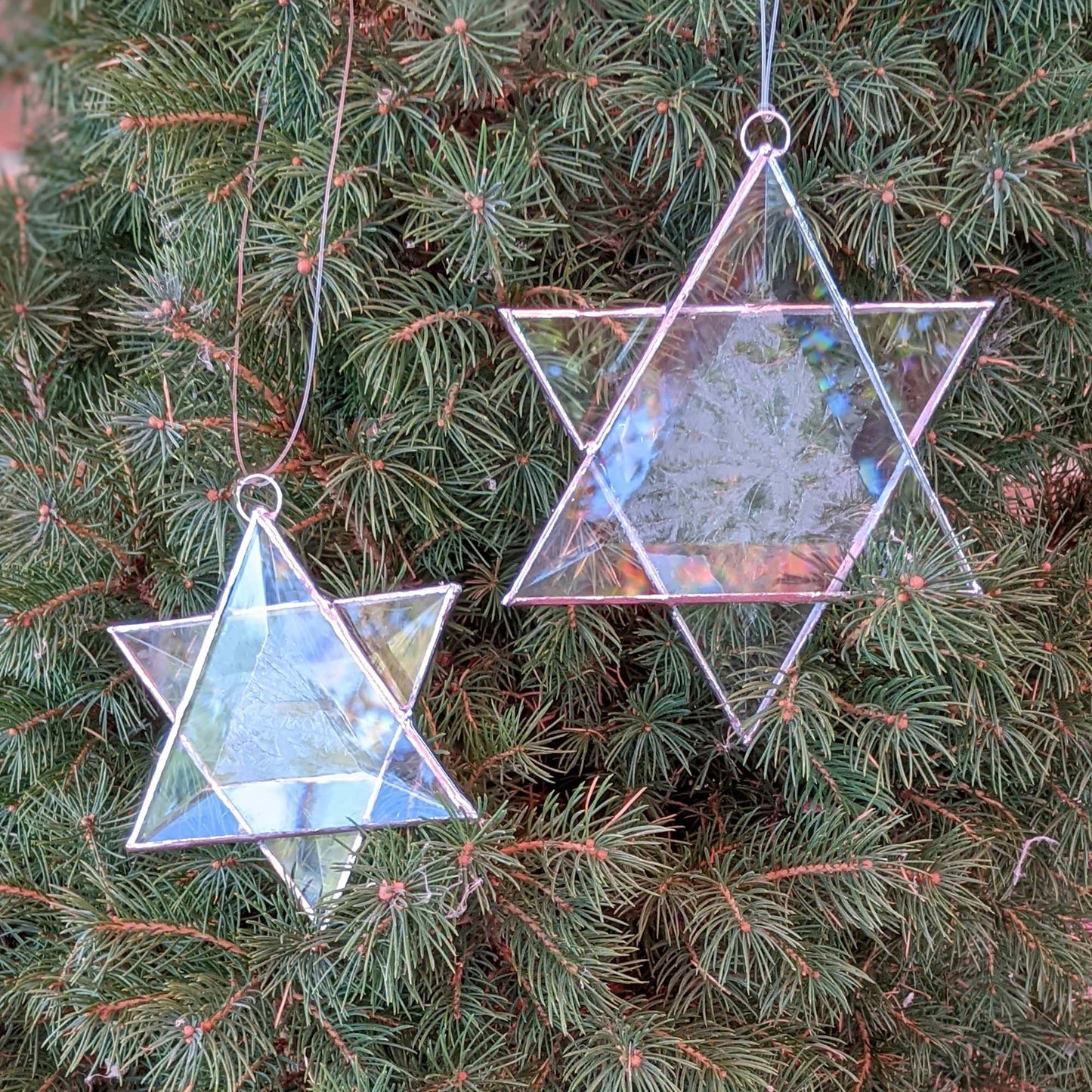 Stained Glass Star of David, Frosted beveled glass