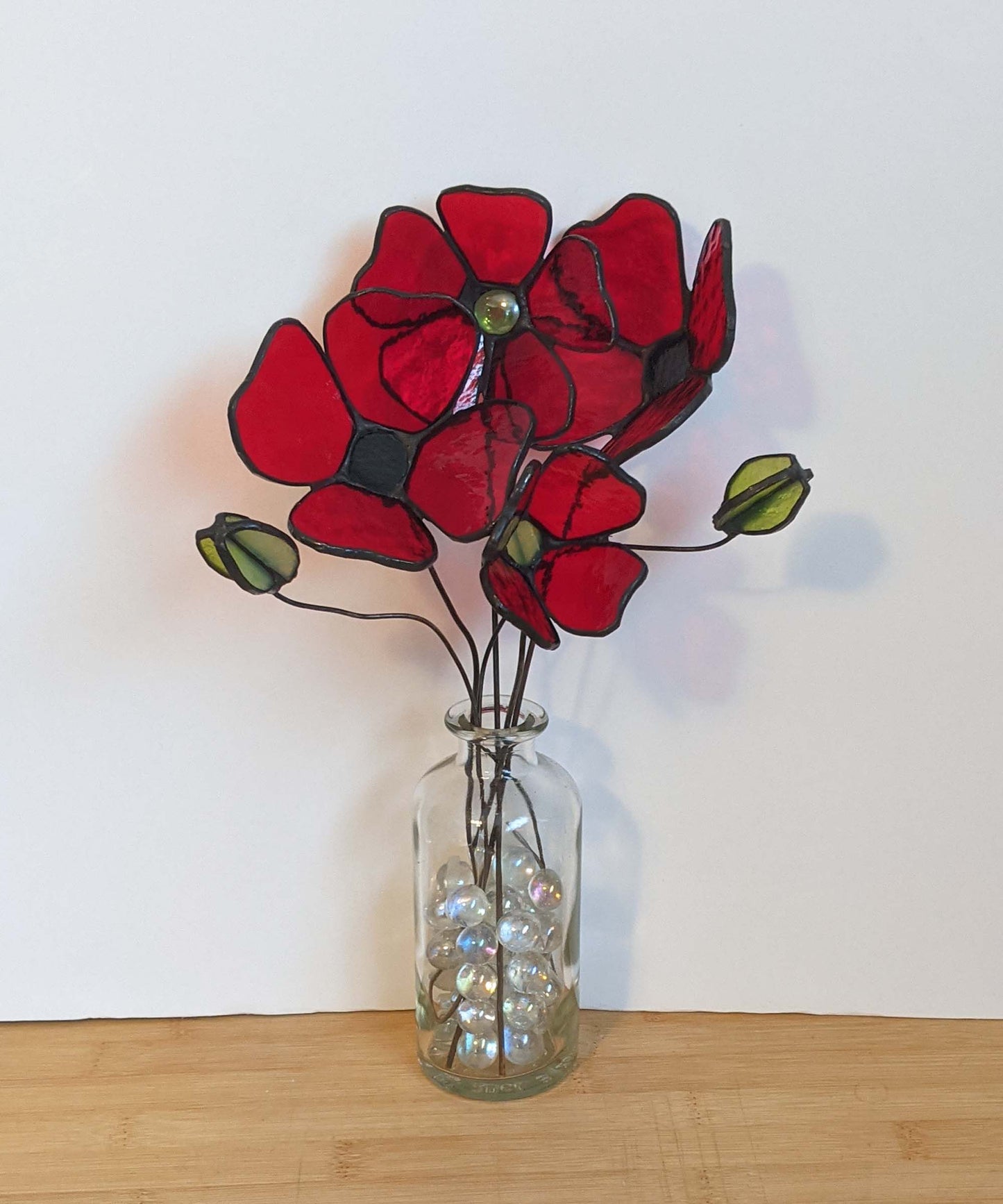3D Poppy Flower and Seedhead TUTORIAL stained glass pattern