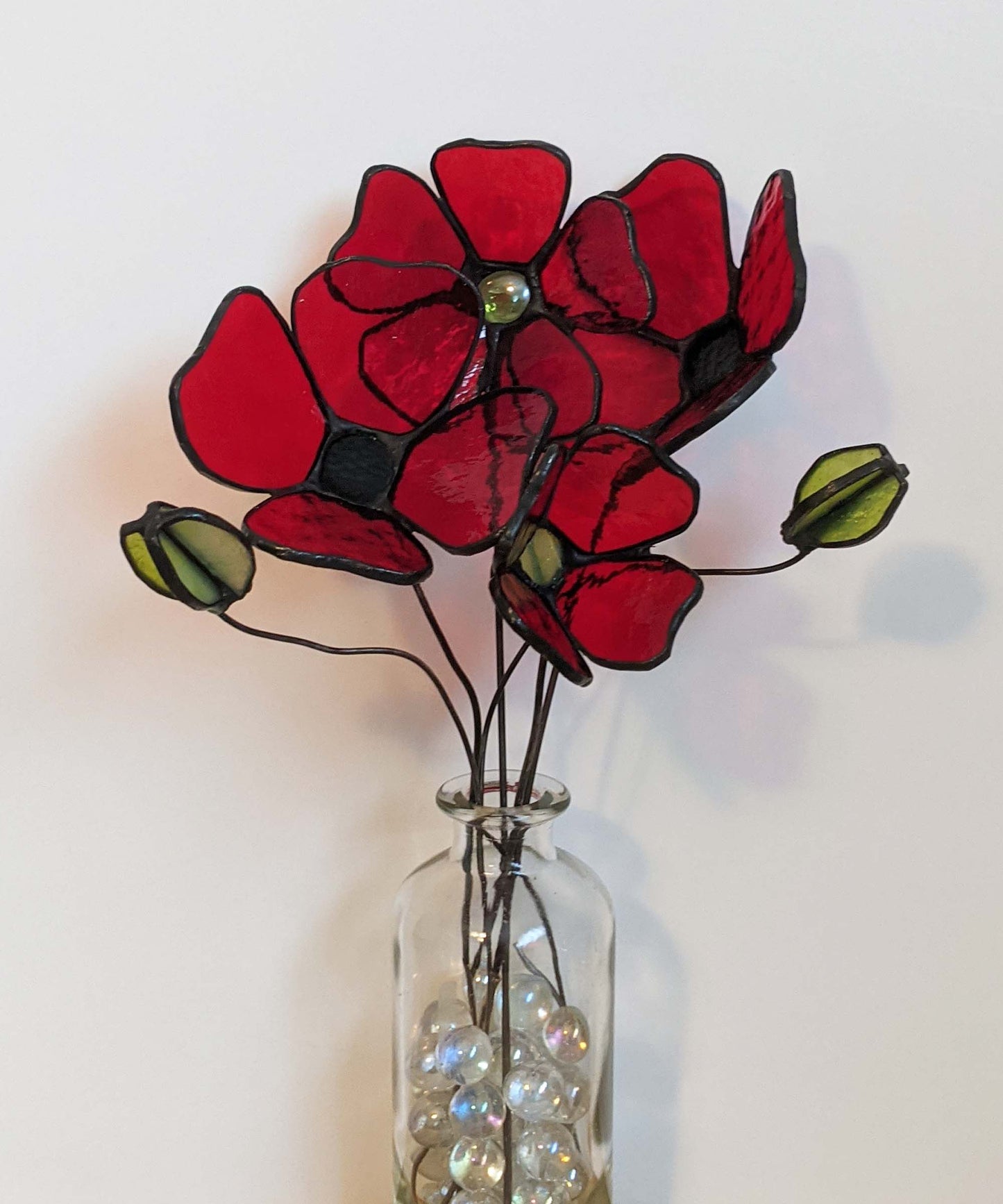 3D Poppy Flower and Seedhead TUTORIAL stained glass pattern