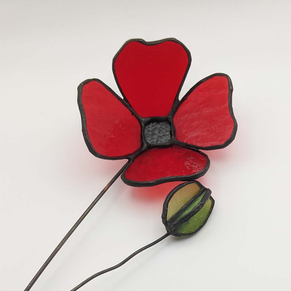 3D Poppy Flower and Seedhead TUTORIAL stained glass pattern