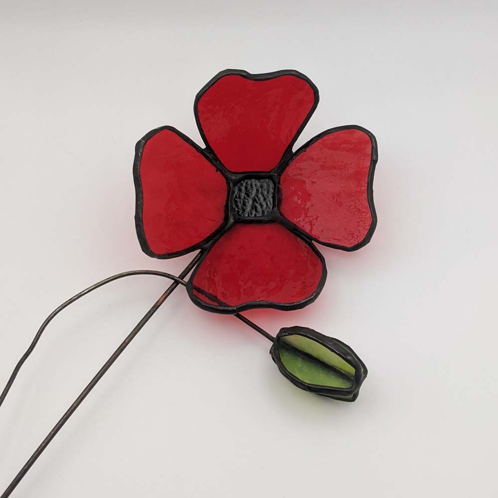 3D Poppy Flower and Seedhead TUTORIAL stained glass pattern