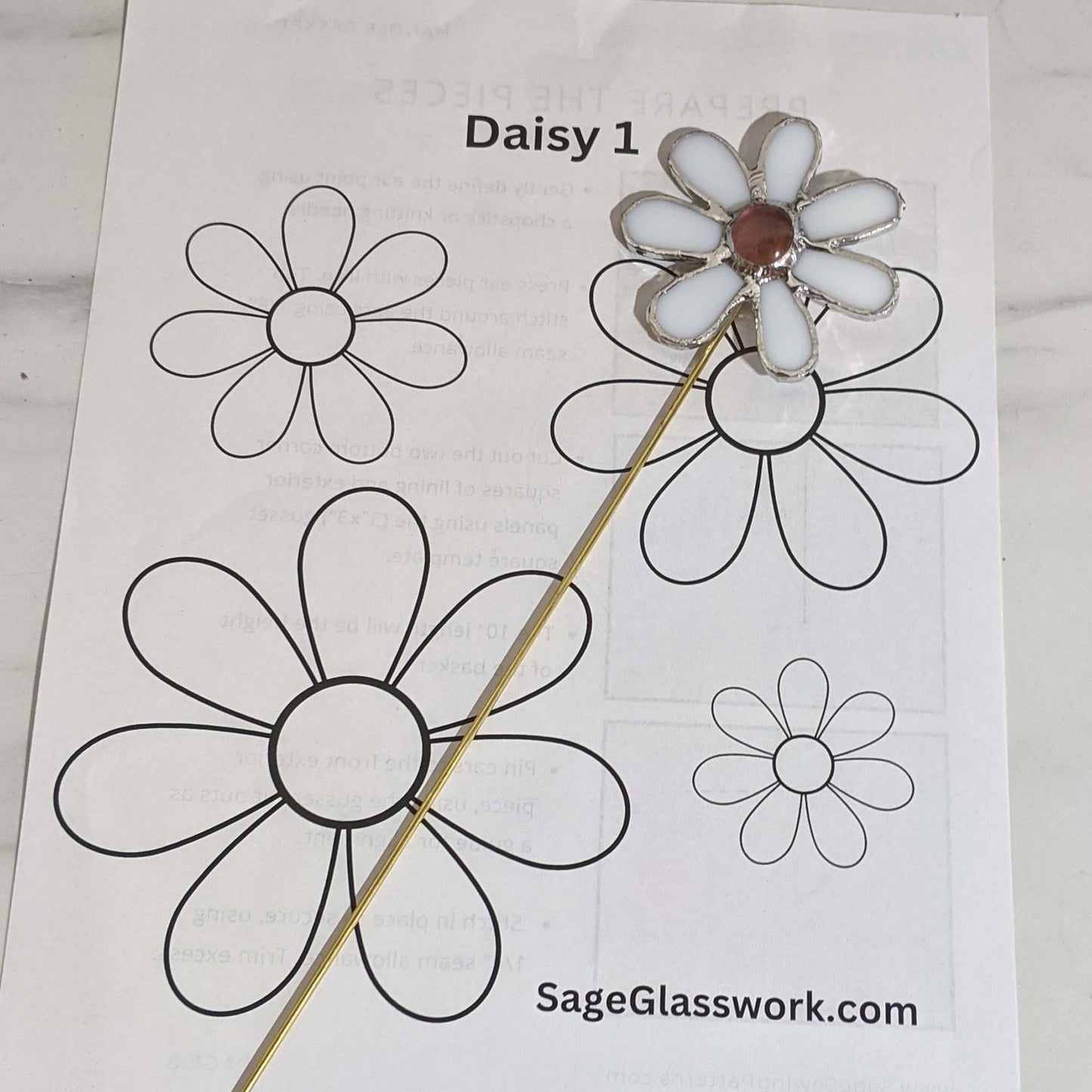 Narrow Daisy Flower Stained Glass PATTERN