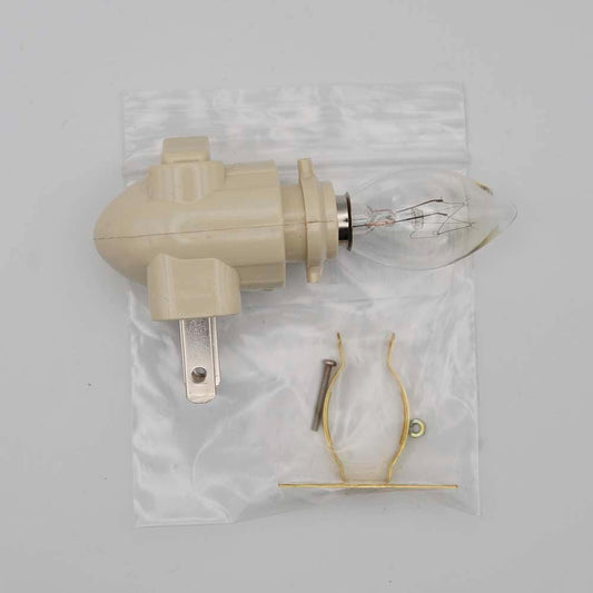 Ivory or beige Night Light Kit with brass clip and bulb
