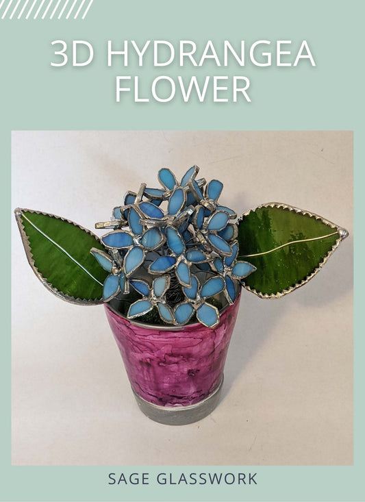 3D Hydrangea flower stained glass pattern and TUTORIAL