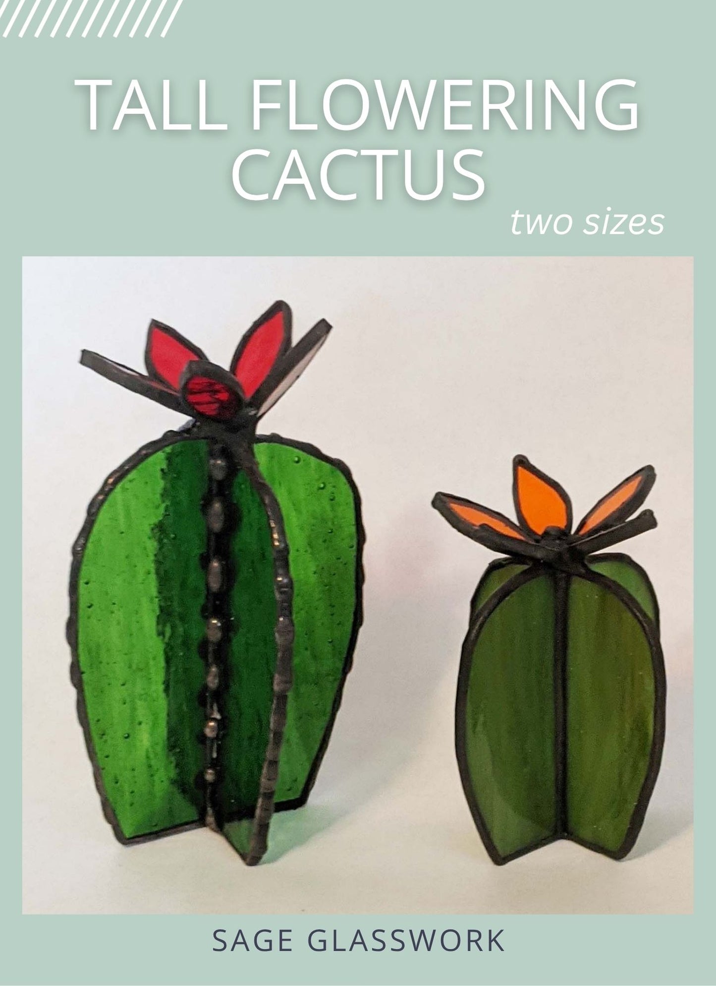3D tall flowering stained glass Cactus pattern TUTORIAL