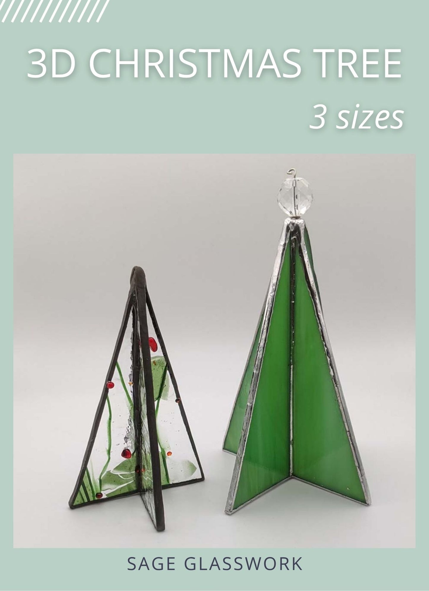 3D Christmas Tree stained glass pattern TUTORIAL