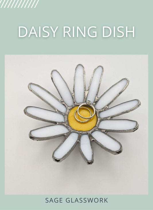 3D Daisy Ring Dish TUTORIAL stained glass pattern