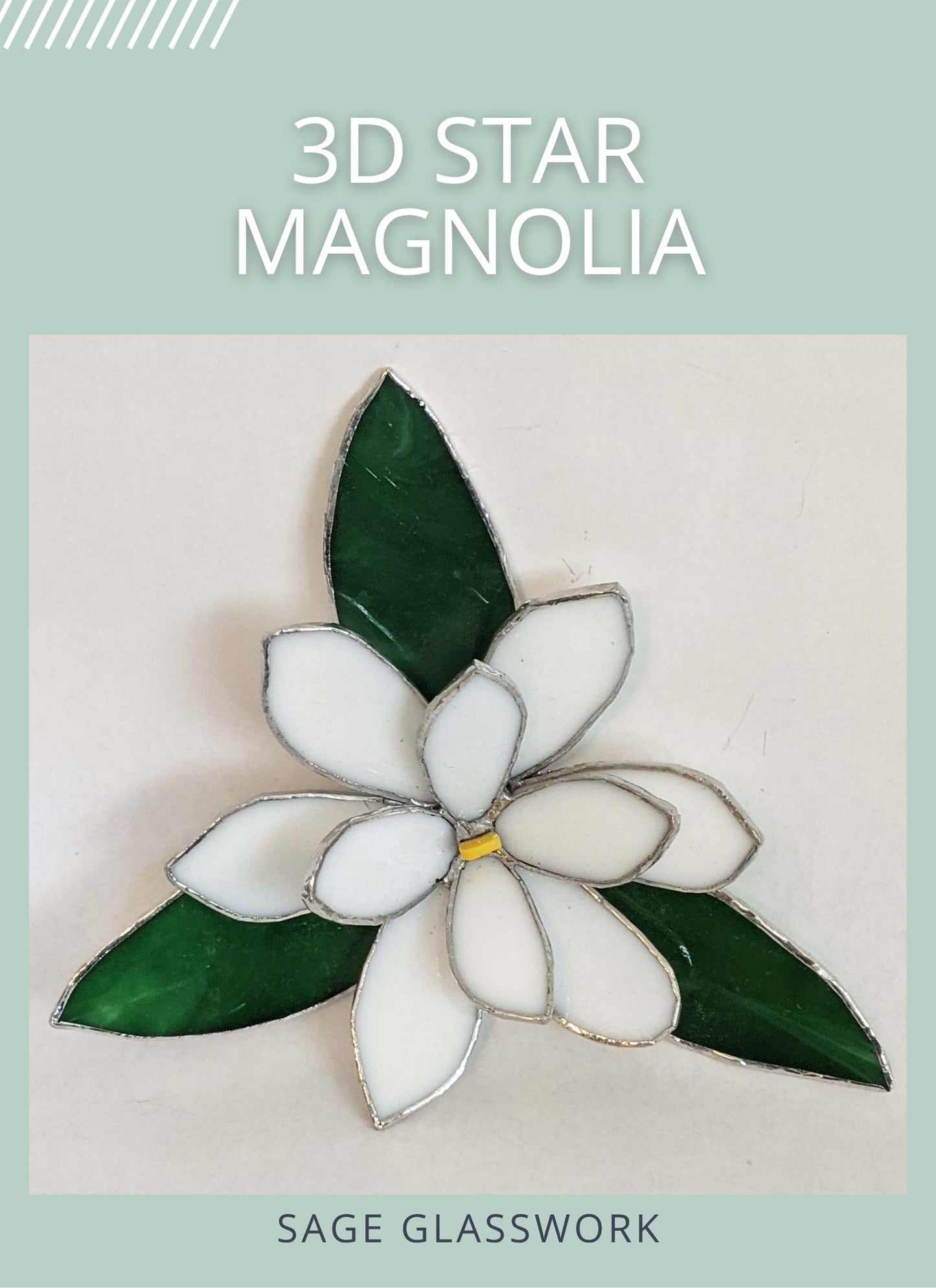 3D Star Magnolia Flower stained glass pattern and TUTORIAL