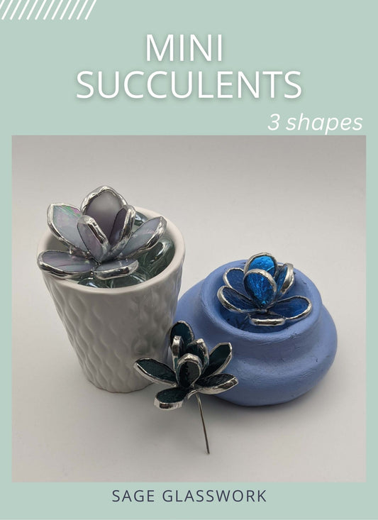 Mini Stained Glass Succulent bundle pattern TUTORIAL