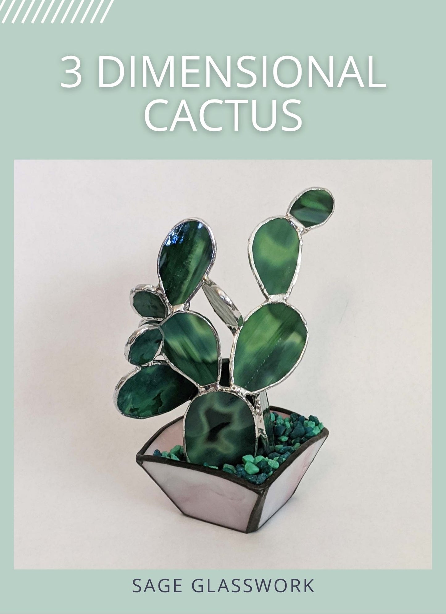 3D Cactus TUTORIAL, stained glass pattern