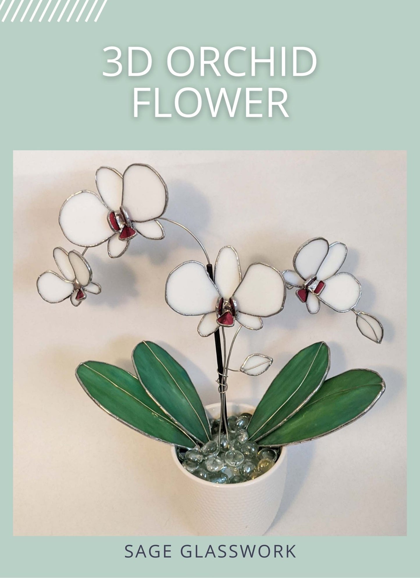 3D Orchid flower stained glass pattern and TUTORIAL