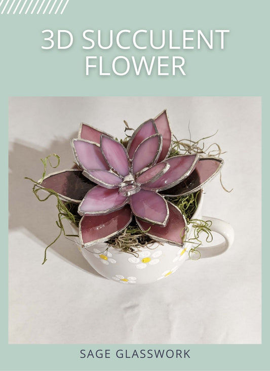 3D Succulent Flower stained glass pattern and TUTORIAL