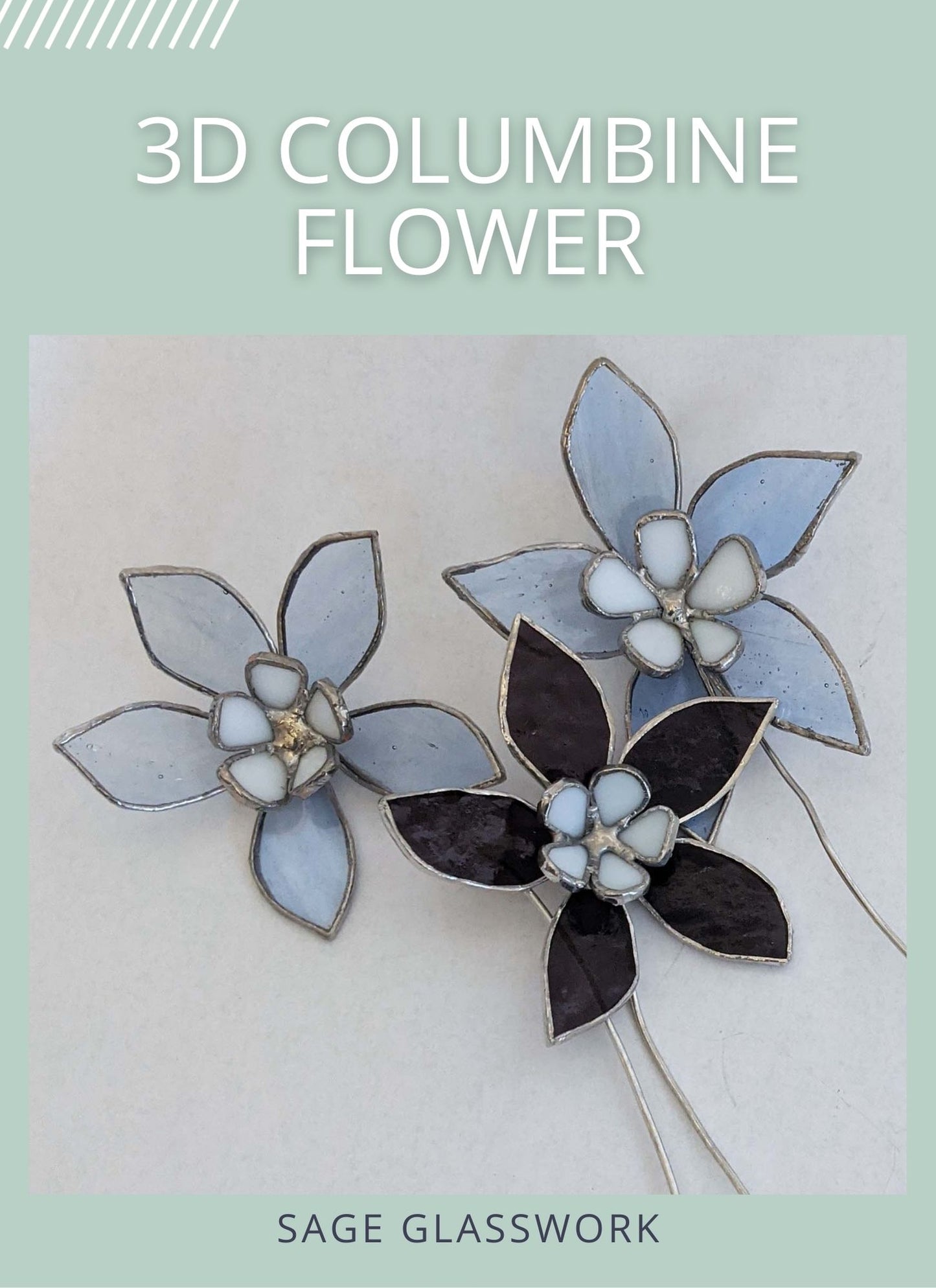 3D Columbine Flower Stem TUTORIAL stained glass pattern