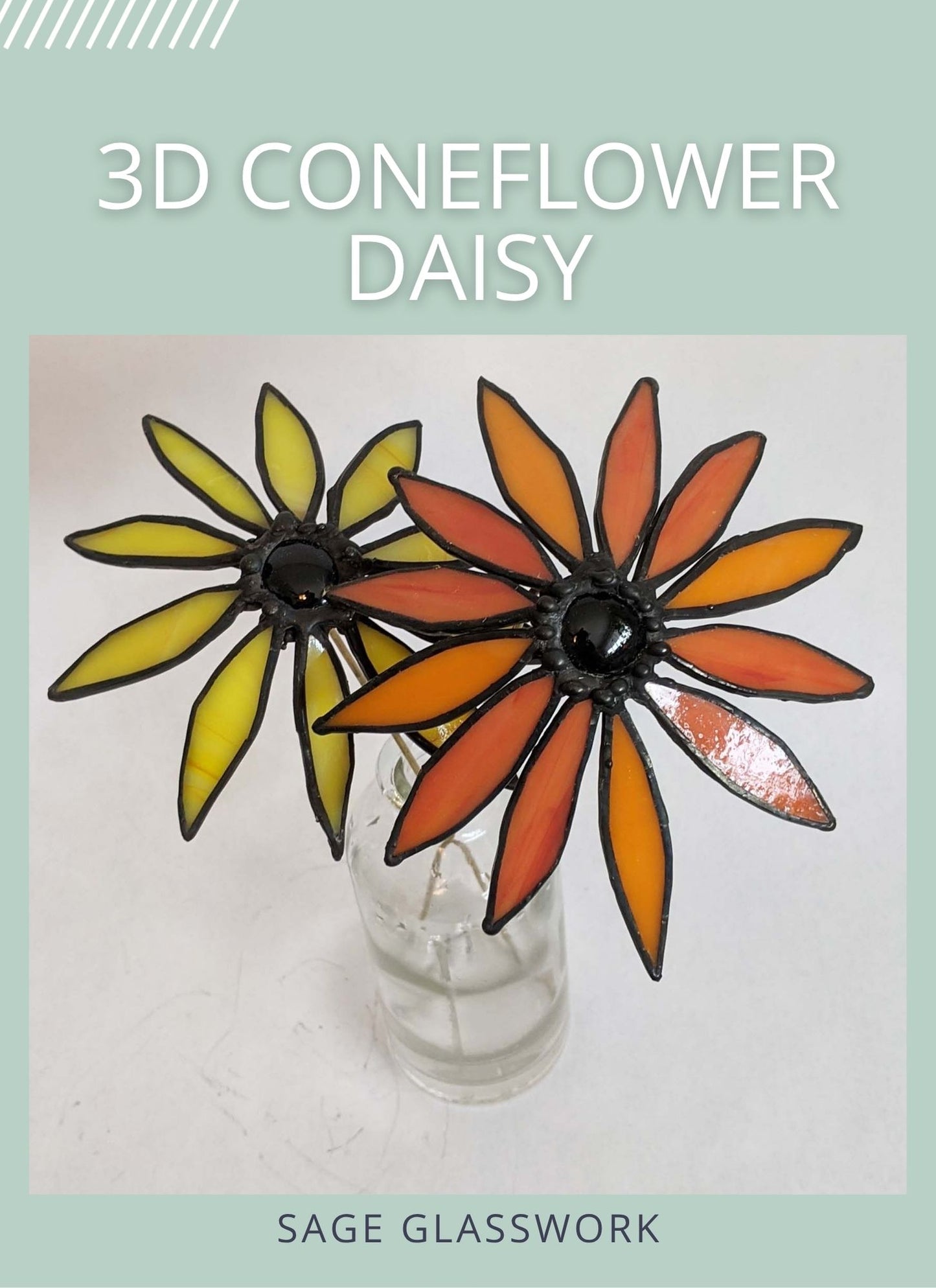 3D Coneflower Daisy Flower TUTORIAL stained glass pattern