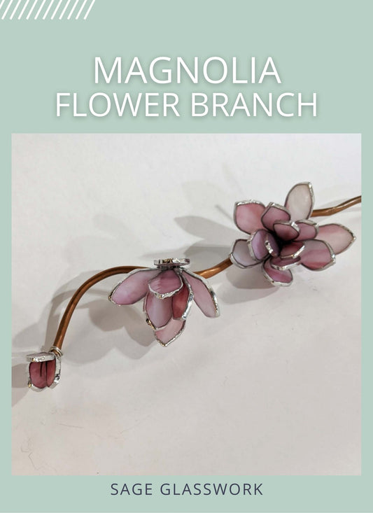 3D Magnolia Flower Branch stained glass pattern and TUTORIAL