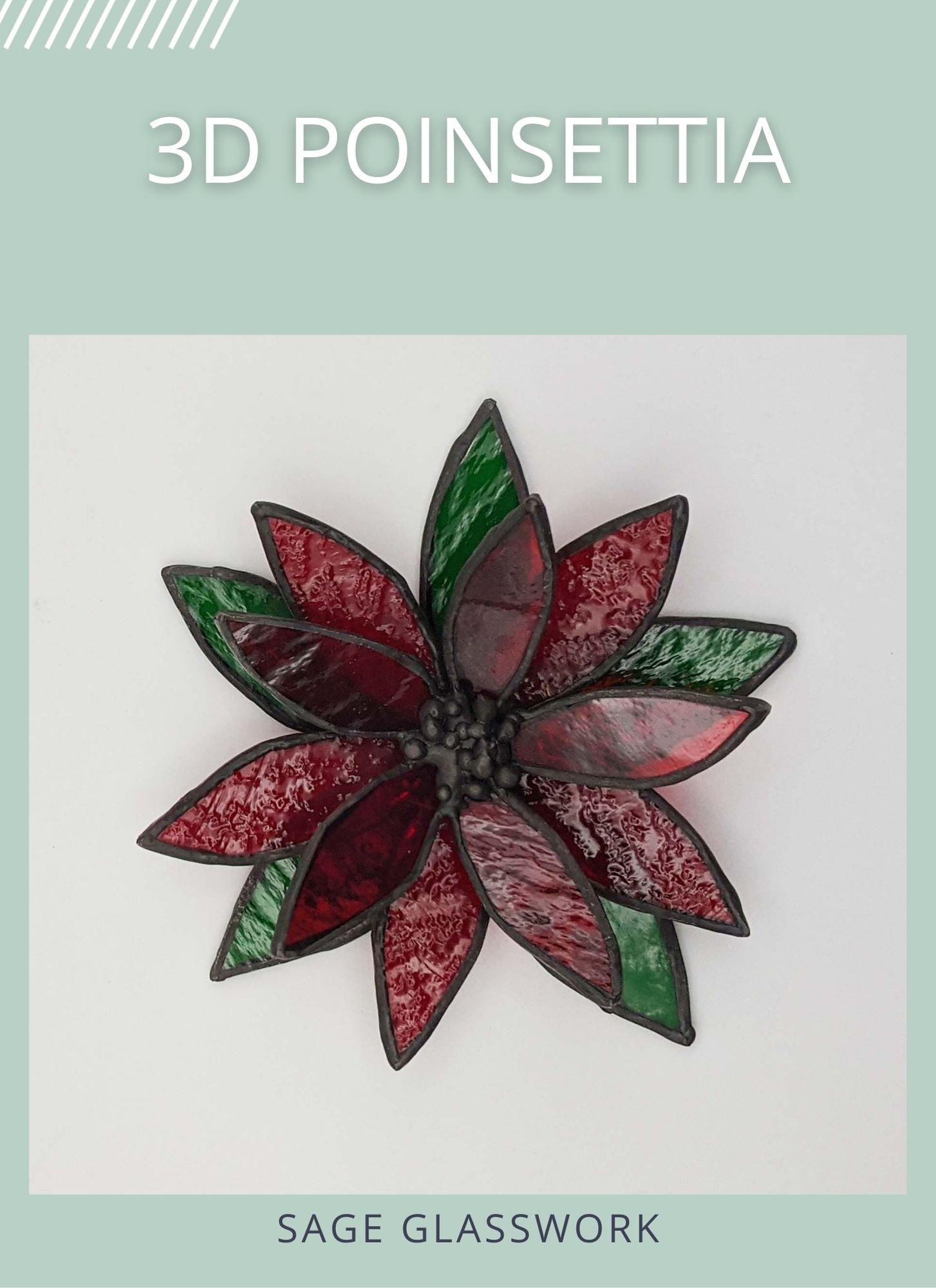 3D Poinsettia Flower stained glass pattern and TUTORIAL – Sage