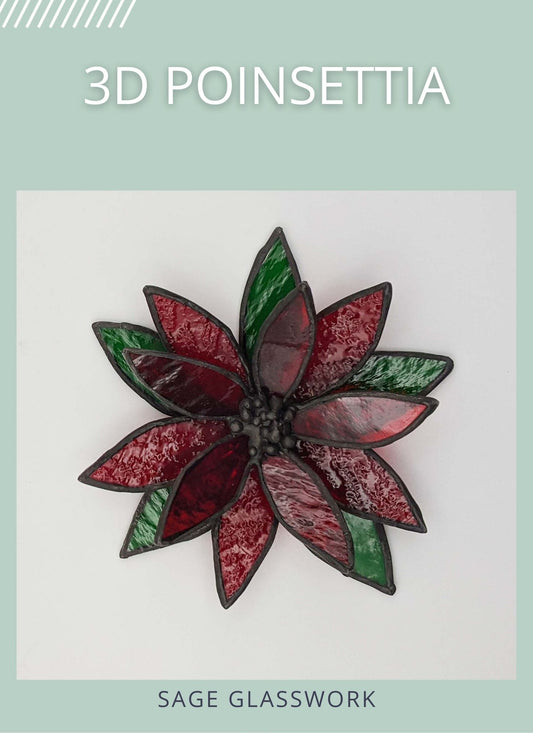 3D Poinsettia Flower stained glass pattern and TUTORIAL