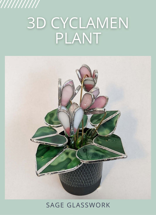 3D Cyclamen flower stained glass TUTORIAL pattern