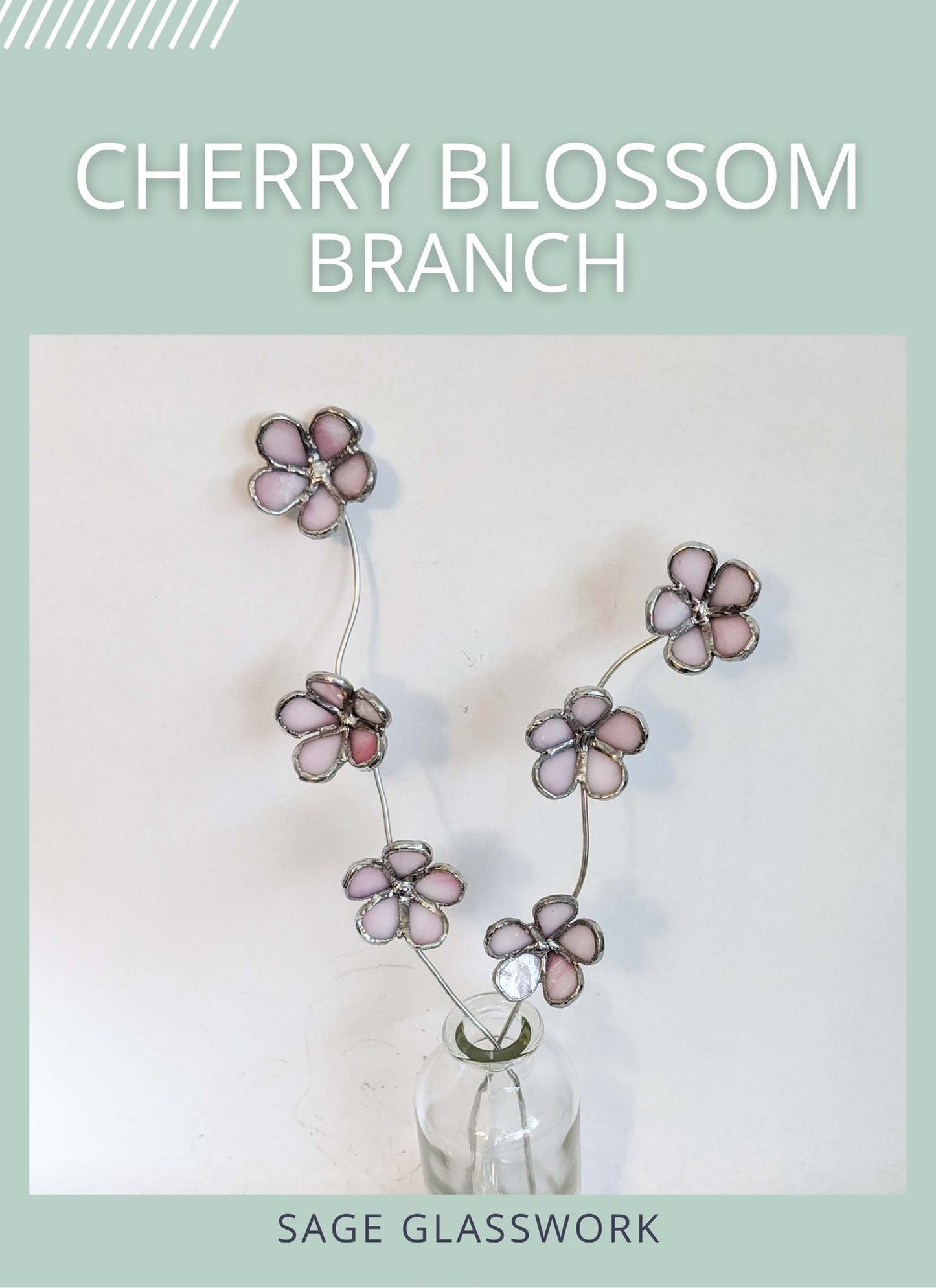 3D Cherry Blossom Flower Branch stained glass pattern and TUTORIAL