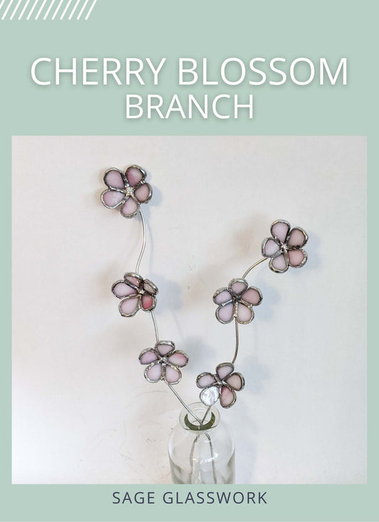 3D Cherry Blossom Flower Branch stained glass pattern and TUTORIAL