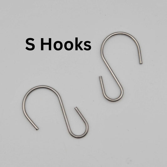 Stainless steel S hooks, 1 inch wide and 1.75 inch long