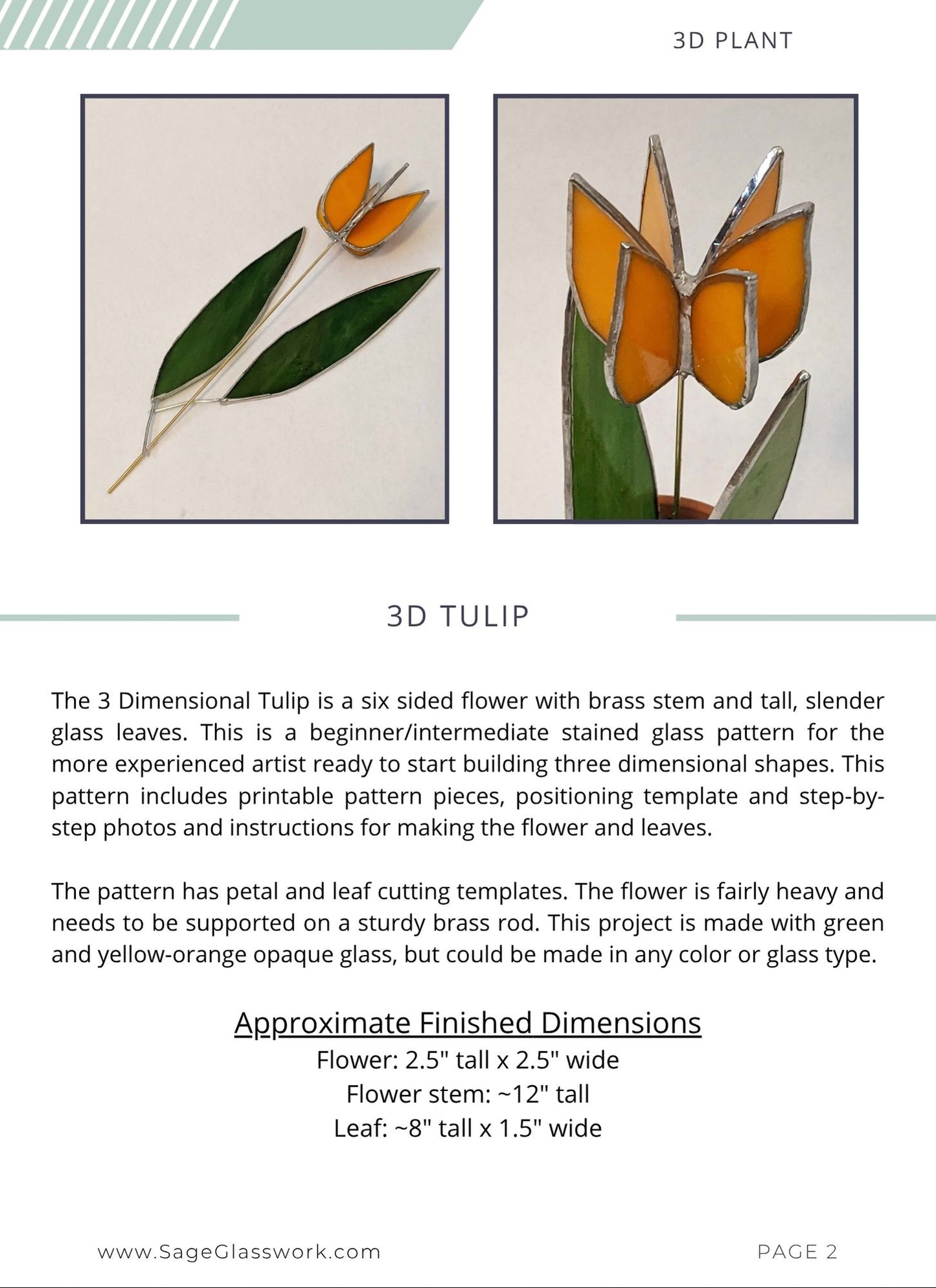 3D Tulip Flower TUTORIAL stained glass pattern